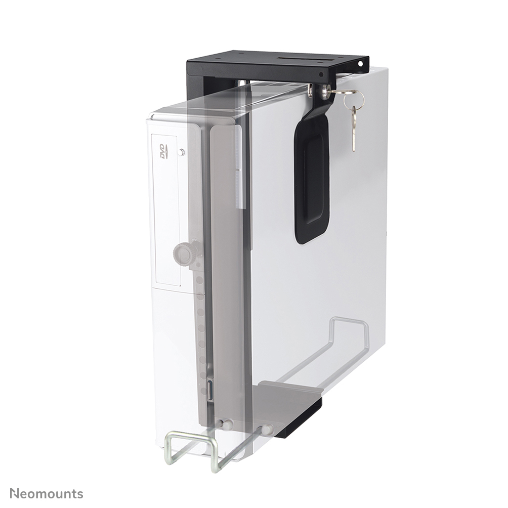 Neomounts by Newstar CPU-D075BLACK/LK is een steun waarmee u een PC aan het bureau bevestigt. Incl. slot.