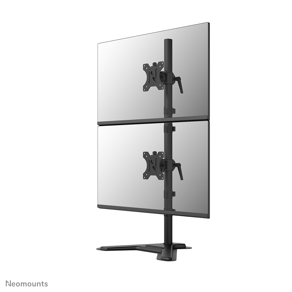 Neomounts DS45-600BL2V Monitorstandaard voor twee schermen - 10-32" - 0-9 kg | 19,8 lbs (2x) - 90° kantelbaar - 360° draaibaar - 180° zwenkbaar - VESA 75x75 - Zwart