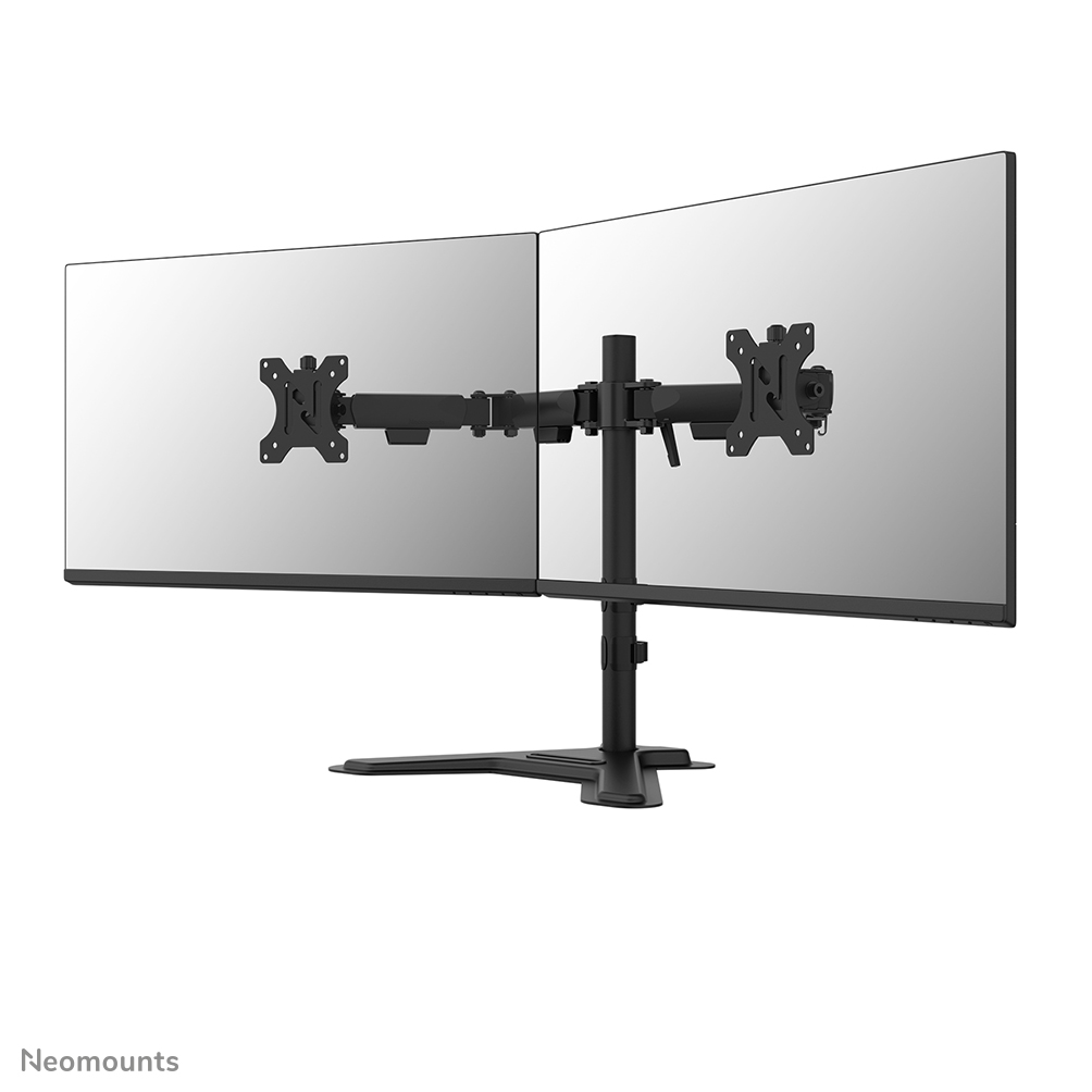 Neomounts DS45-600BL2 Monitorstandaard voor twee schermen - 10-32" - 0-6 kg | 13,2 lbs (2x) - 90° kantelbaar - 360° draaibaar - 180° zwenkbaar - VESA 75x75 - 180° lock - Zwart