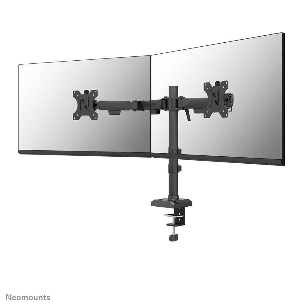 Neomounts NERO DS60-600BL2 Monitorarm 2 schermen - 10-32" - 0-8 kg/scherm - Quick-fix - 180°-stop - 100% plasticvrije verpakking - zwart