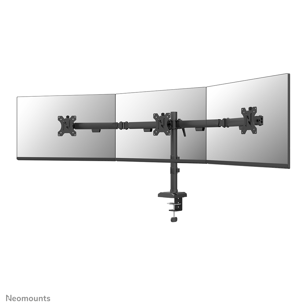 Neomounts NERO DS60-600BL3 Monitorarm 3 schermen - 10-27" - 0-6 kg/scherm - Quick-fix - 180°-stop - 100% plasticvrije verpakking - zwart