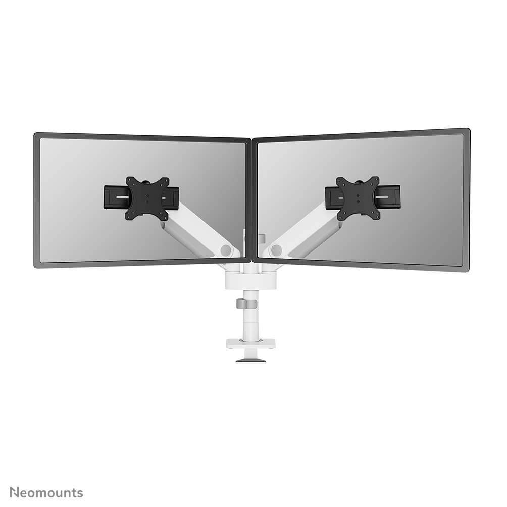 Neomounts NEXT One SL DS65S-950WH2 Monitorarm 2 schermen - 24-34" - 1-11 kg/scherm (curved 9 kg/scherm) - gasveer - 180°-stop - Topfix - Easy Install-model - multi-instelbaar slider model - 100% plasticvrije verpakking - wit