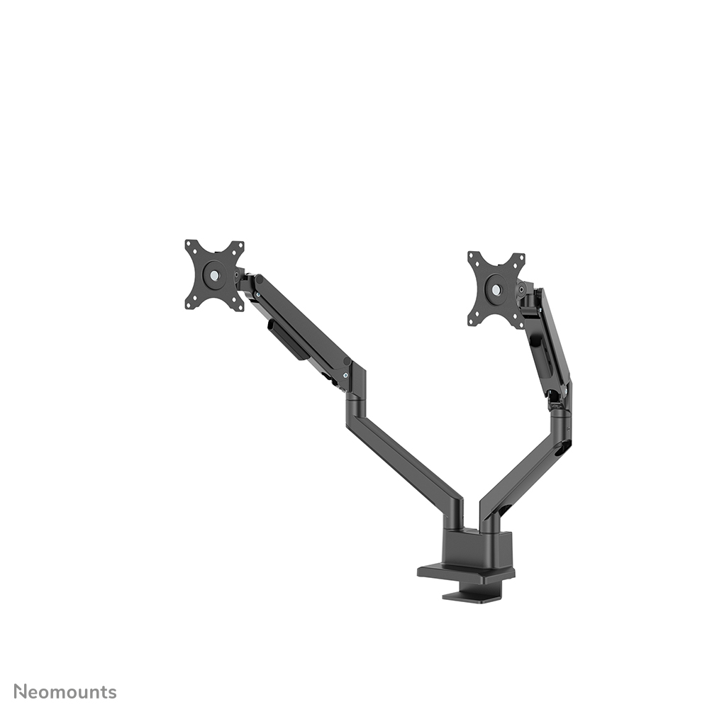 Neomounts NEXT Slim DS70-250BL2 Monitorarm 2 schermen - 17-32" - 1-9 kg/scherm (curved 8 kg/scherm) - gasveer - 180°-stop - Topfix - Easy Install-model - 100% plasticvrije verpakking - zwart