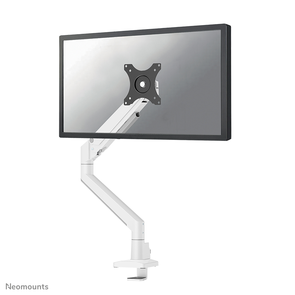 Neomounts NEXT Slim DS70-250WH1 Monitorarm 1 scherm - 17-35" - 1-9 kg (curved 8 kg) - gasveer - 180°-stop - Topfix - Easy Install-model - 100% plasticvrije verpakking - wit