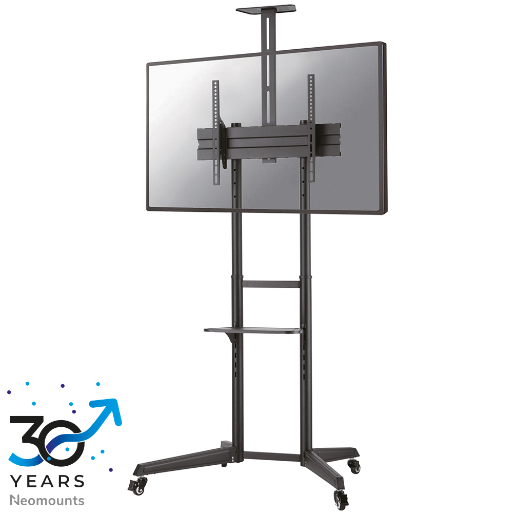 Neomounts FL50-550BL1 TV trolley 37-70" - max 50 kg - manueel h 128,5-145 cm - VESA 100x100-600x400 - incl. cam/hardware-plateau - zwart