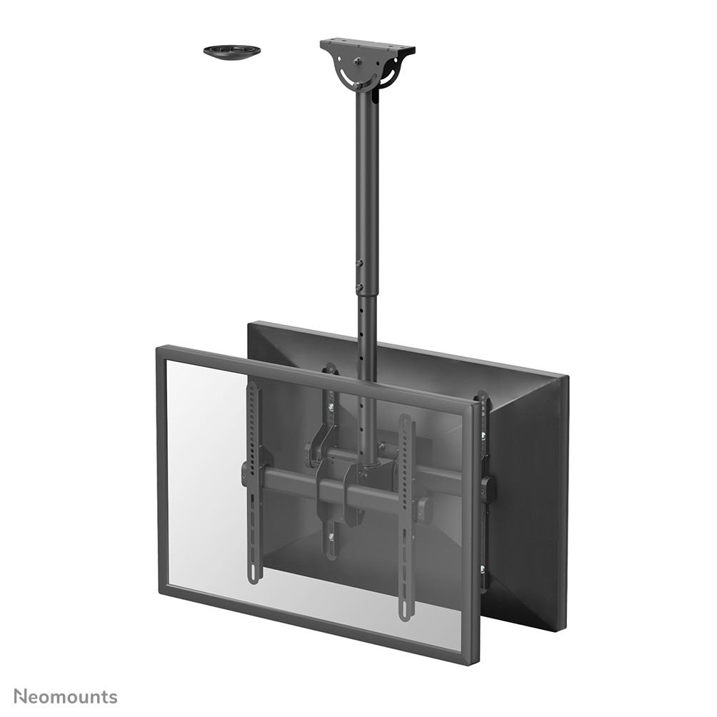 Neomounts NM-C440DBLACK Monitor/TV-beugel plafond 2 schermen - 32-60" - max 45 kg/scherm - VESA 200x200-400x400 - h 56-91 cm - geschikt voor schuin plafond - zwart