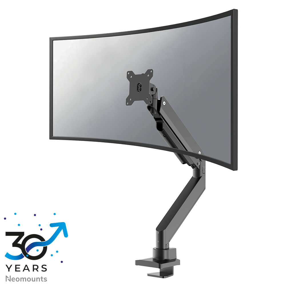 Neomounts NM-D775BLACKPLUS Monitorarm 1 scherm - 10-49" - 1-18 kg (curved 14 kg) - gasveer - 180°-stop - Topfix - zwart