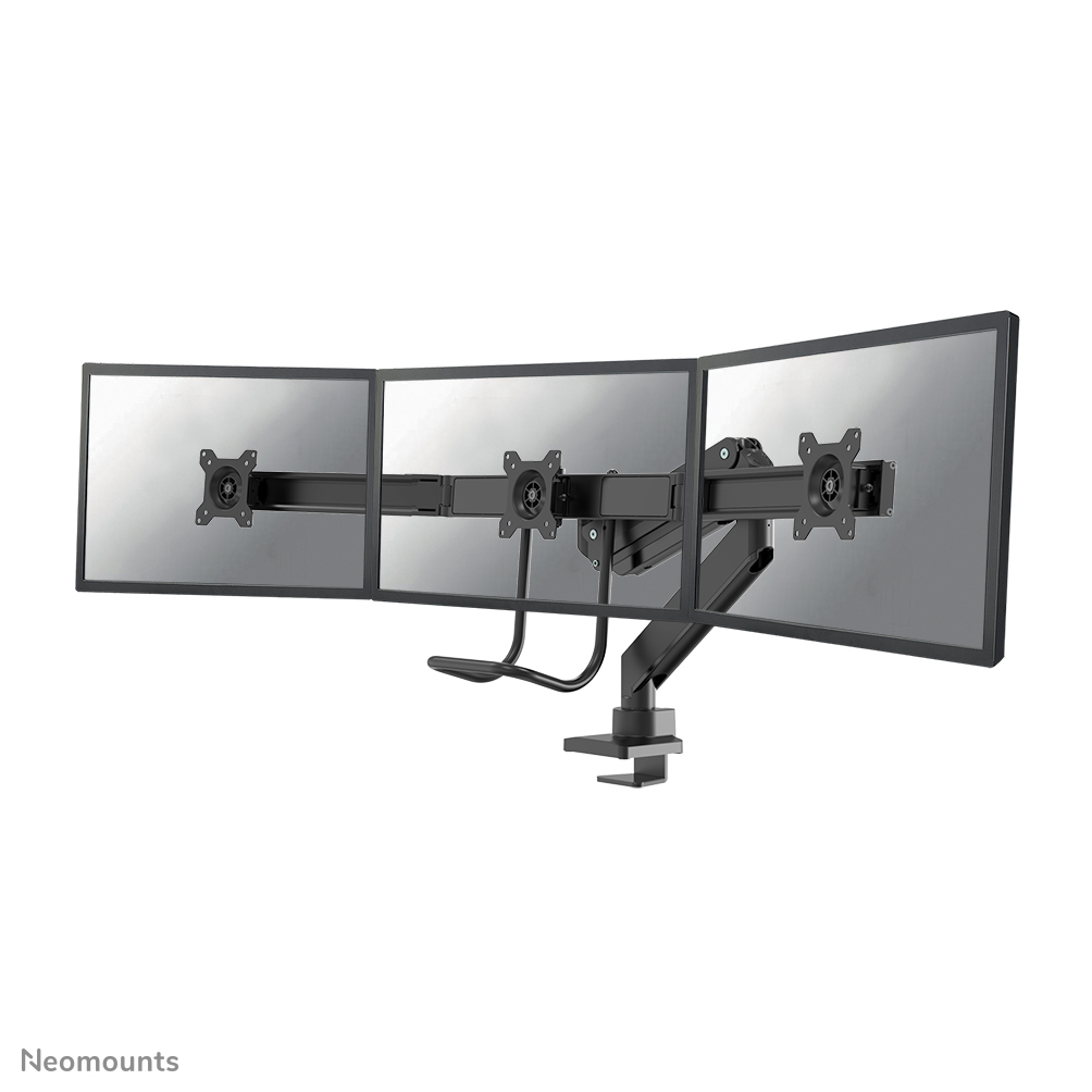 Neomounts NM-D775DX3BLACK Crossbar monitorarm 3 schermen - 17-27" - 1-6 kg/scherm - gasveer - 180°-stop - Topfix - zwart