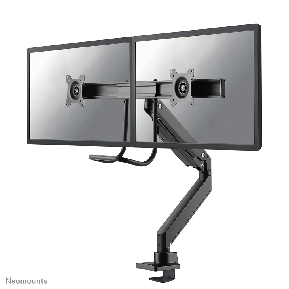 Neomounts NM-D775DXBLACK Crossbar monitorarm 2 schermen - 10-32" - 1-8 kg/scherm - gasveer - 180°-stop - Topfix - zwart