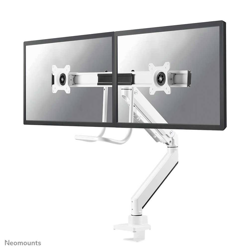Neomounts NM-D775DXWHITE Crossbar monitorarm 2 schermen - 10-32" - 1-8 kg/scherm - gasveer - 180°-stop - Topfix - wit