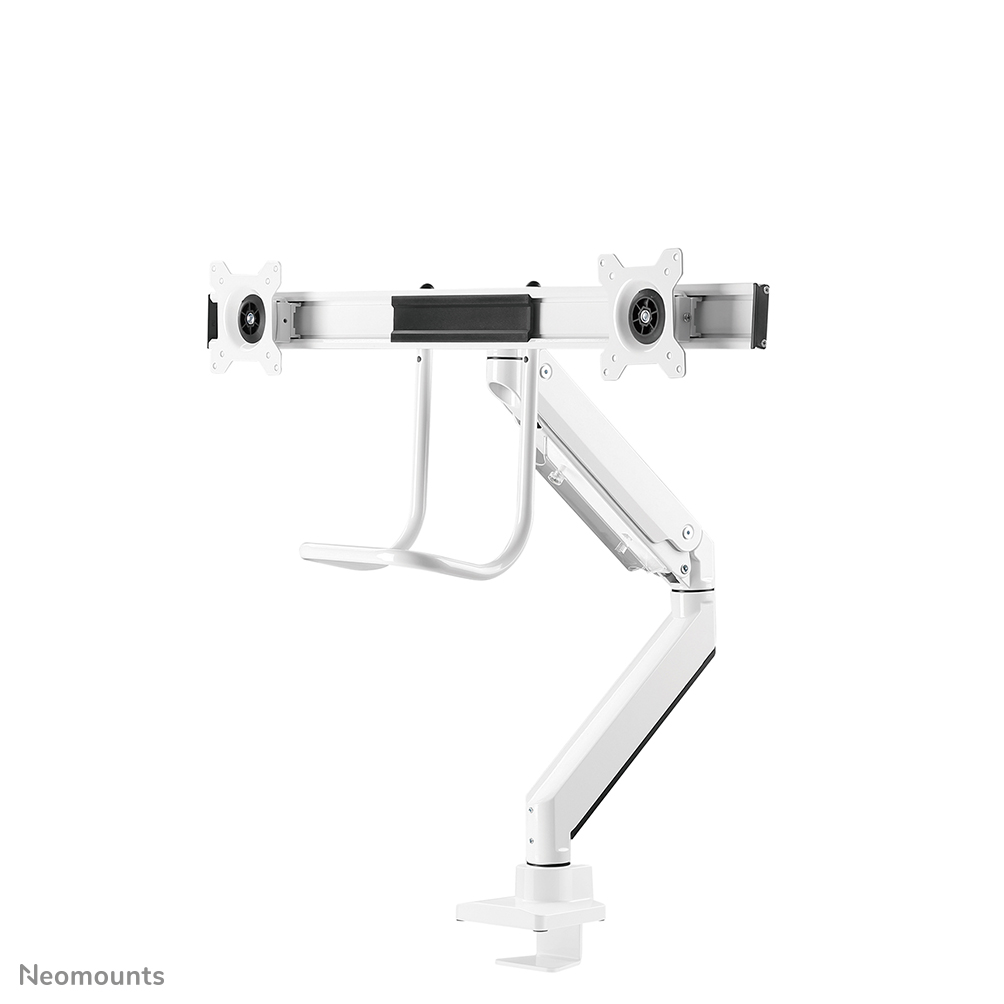 Neomounts NM-D775DXWHITE Crossbar monitorarm 2 schermen - 10-32" - 1-8 kg/scherm - gasveer - 180°-stop - Topfix - wit