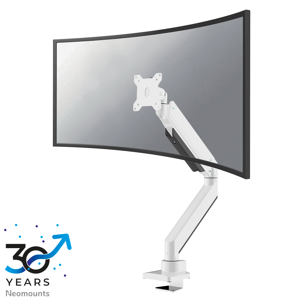 Neomounts NM-D775WHITEPLUS Monitorarm 1 scherm - 10-49" - 1-18 kg (curved 14 kg) - gasveer - 180°-stop - Topfix - wit