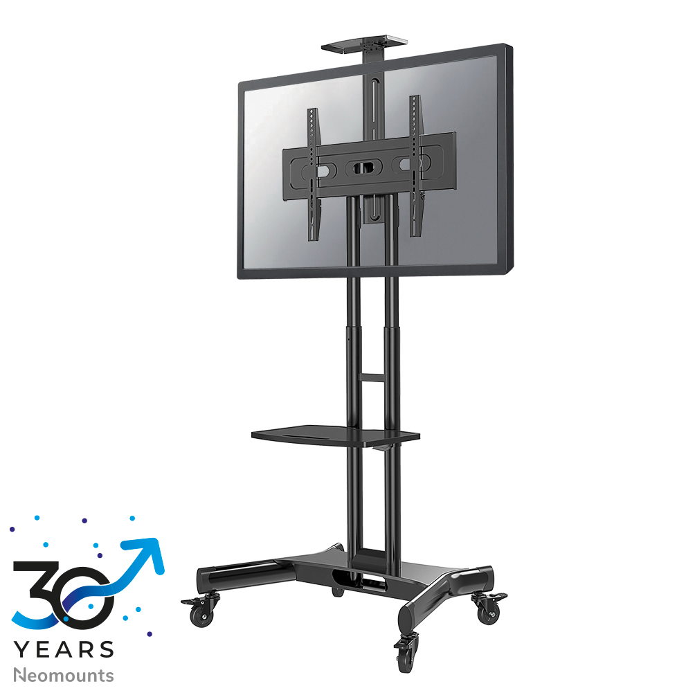 Neomounts NM-M1700BLACK TV trolley - 32-75" - max 50 kg - manueel h 104,2-154,2 cm - VESA 200x200-600x400 - incl. cam/hardware-plateau - zwart