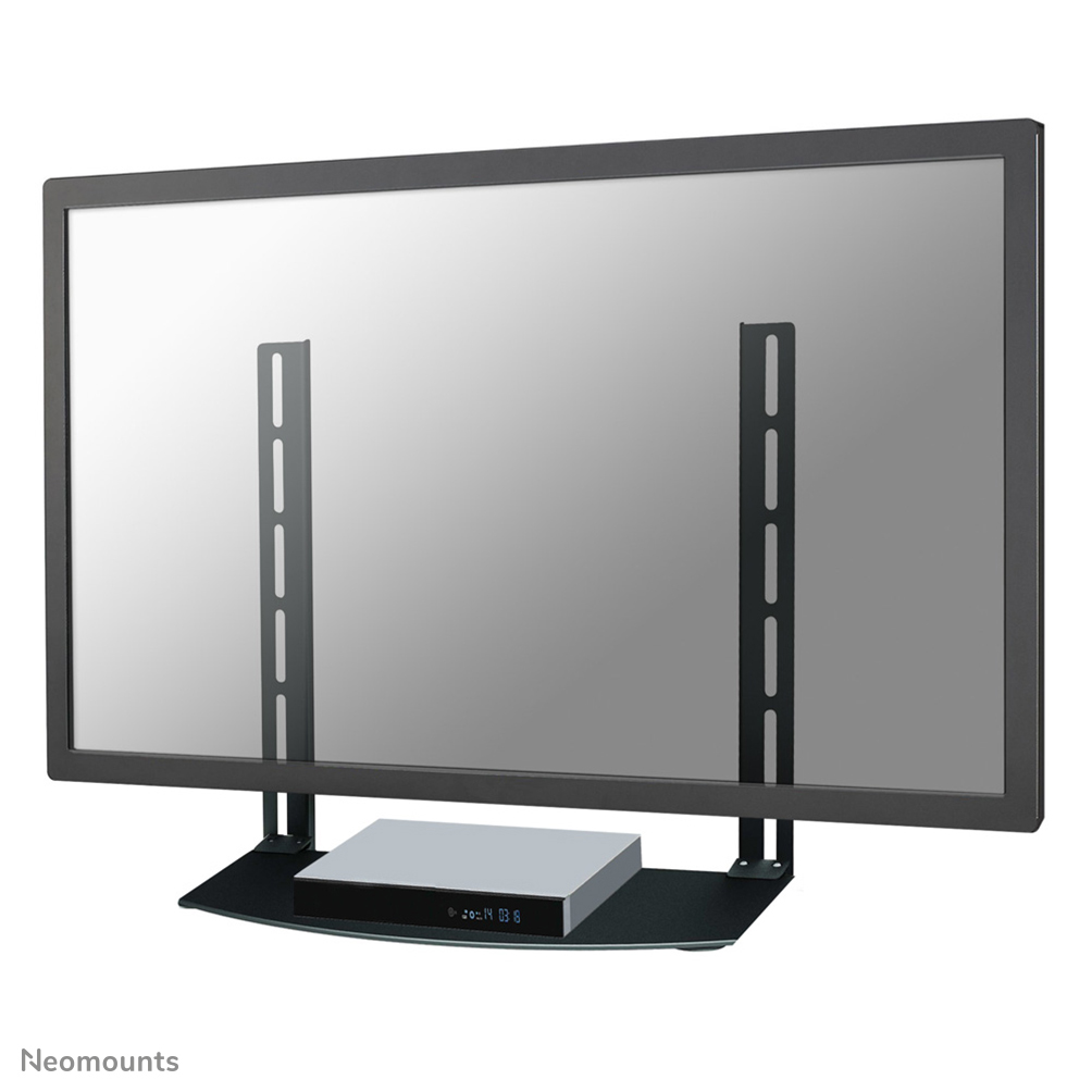 Neomounts AV-steun, model NS-SHELF100 is ideaal voor het plaatsen van AV-apparatuur onder flat screen steunen.