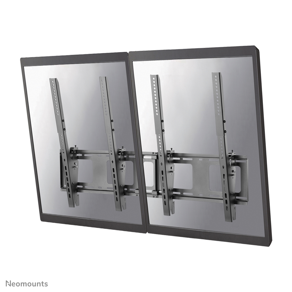 Neomounts NS-WMB200PBLACK Menuboard muurbeugel 2 schermen - 40-52" - max 50 kg/scherm - VESA 200x200-400x600 - d 7,8 cm - kantelbaar - portrait - zwart