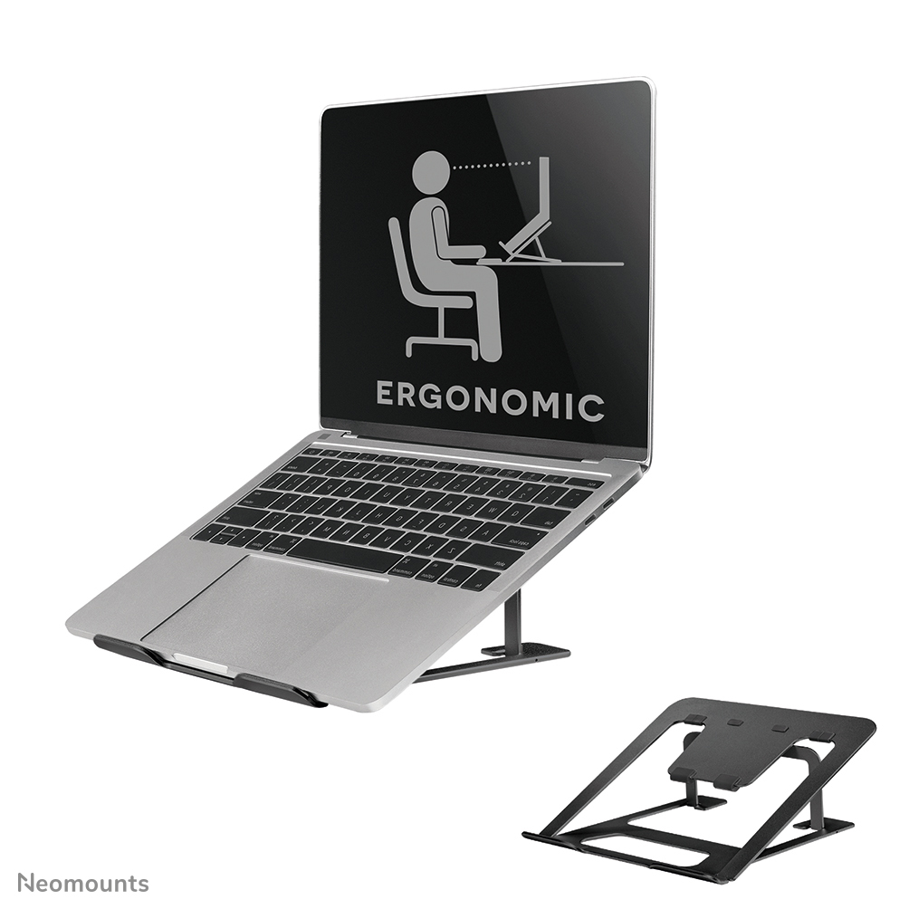 Neomounts NSLS085BLACK Laptopstandaard - 10-17" - max 5 kg - 6 hoogteposities - opvouwbaar - compact - ultra-slank - universeel - zwart
