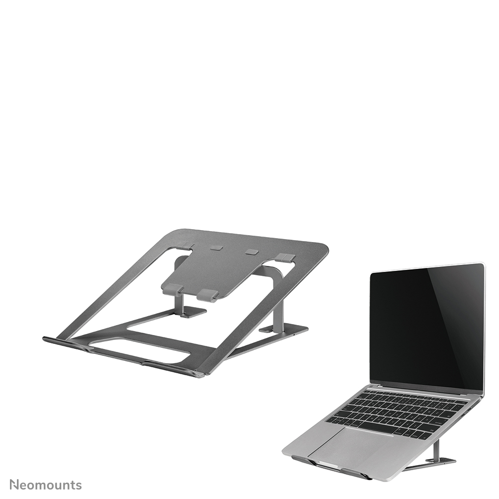 Neomounts NSLS085GREY Laptopstandaard - 10-17" - max 5 kg - 6 hoogteposities - opvouwbaar - compact - ultra-slank - universeel - grijs