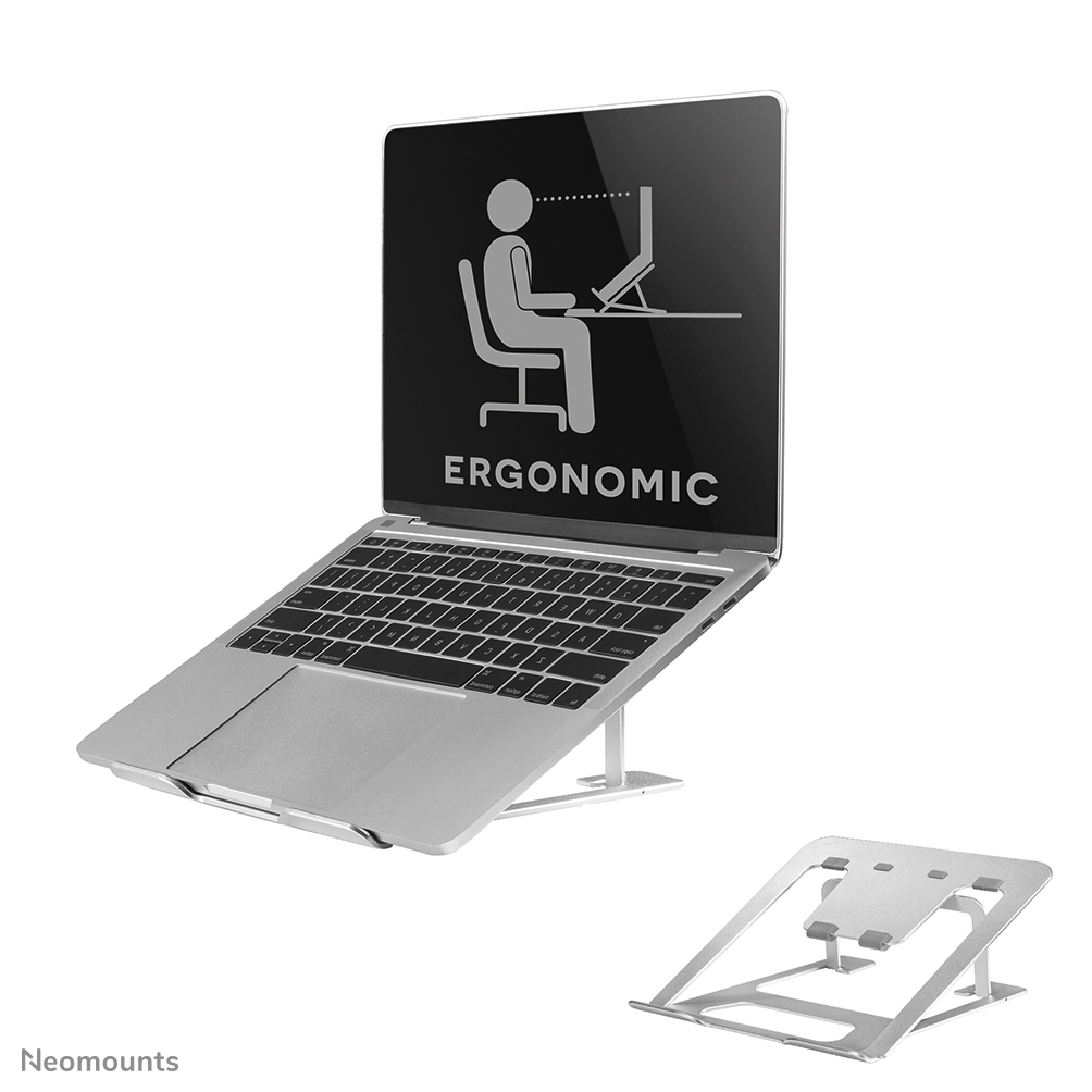 Neomounts NSLS085SILVER Laptopstandaard - 10-17" - max 5 kg - 6 hoogteposities - opvouwbaar - compact - ultra-slank - universeel - zilver