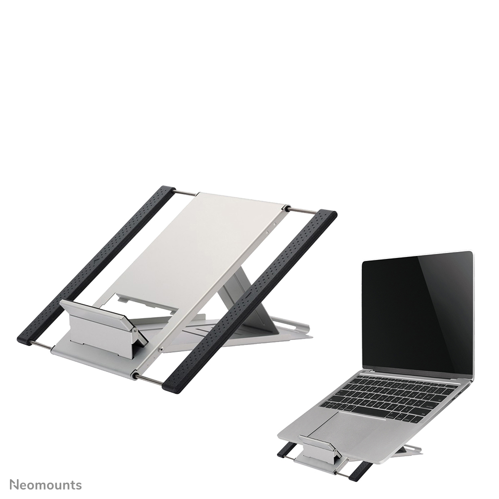 Neomounts NSLS100 Laptopstandaard - 10-22" - max 5 kg - 6 hoogteposities - opvouwbaar - compact - universeel - zilver
