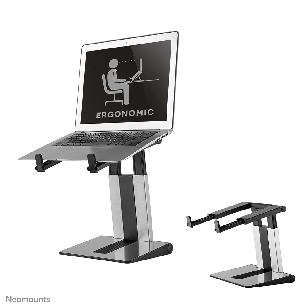 Neomounts NSLS200 Laptopstandaard - 10-17" - max 5 kg - h 20,7-26,7 cm - opvouwbaar - compact - universeel - zilver