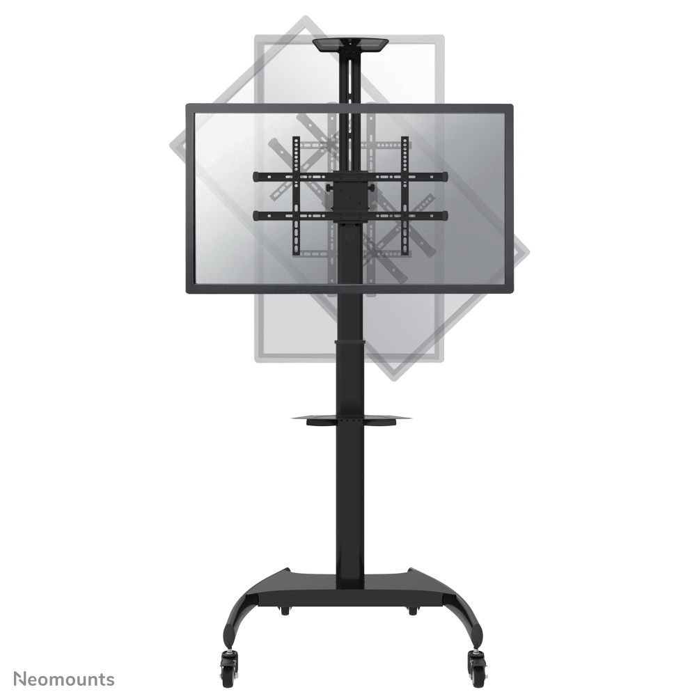 Neomounts PLASMA-M1900E TV trolley - 37-70" - max 50 kg - manueel h 130-162 cm - VESA 200x200-600x400 - 90° roteerbaar - incl. cam/hardware-plateau - zwart