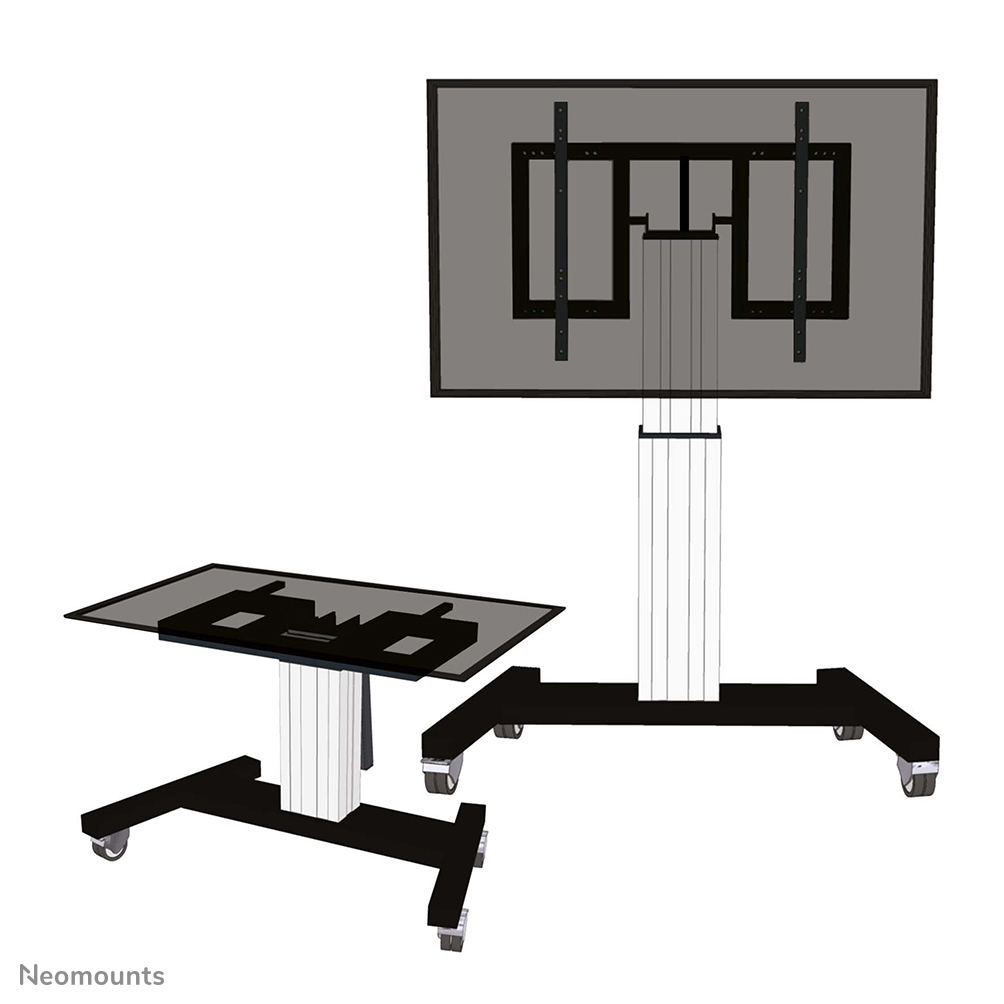 Neomounts PLASMA-M2500TSILVER TV trolley - 42-100" - max 150 kg - gemotoriseerd h 91-141 cm - VESA 400x200-800x600 - tafel kantelfunctie - zilver