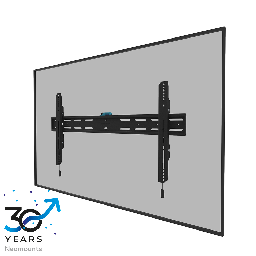 Neomounts LEVEL-850 WL30S-850BL18 Vlakke TV-beugel wand - 43-86" - max 60 kg - VESA 100x100-800x400 - d 3,3 cm - niveauverstelling - vergrendelbaar (incl. veiligheidsschroef, excl. slot) - Rapid Install-model incl. montagesjabloon - zwart